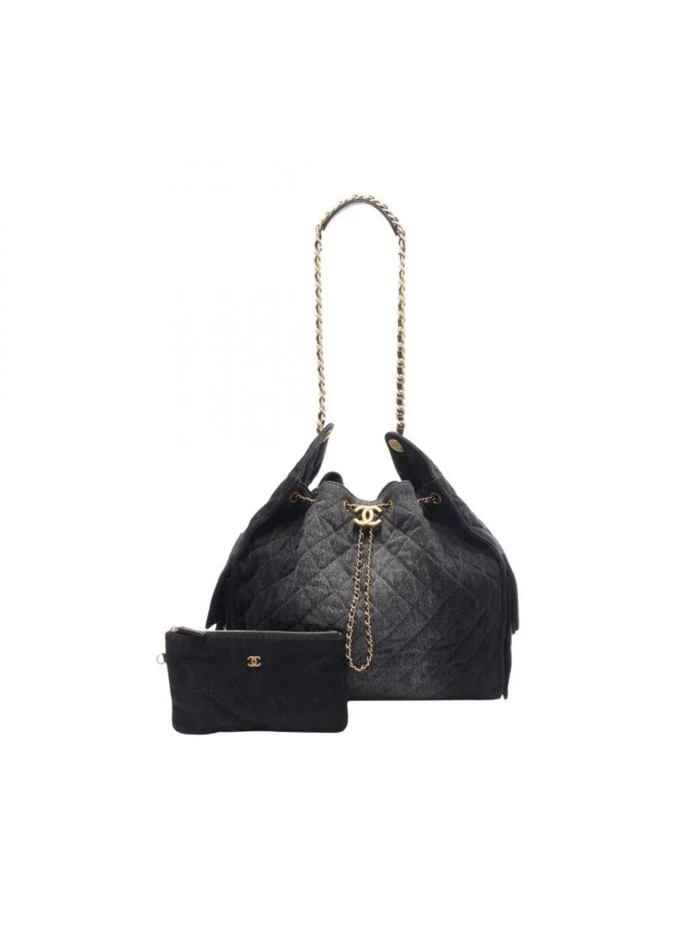 Chanel Shoulder Bag 25 Large Shopping Denim Black